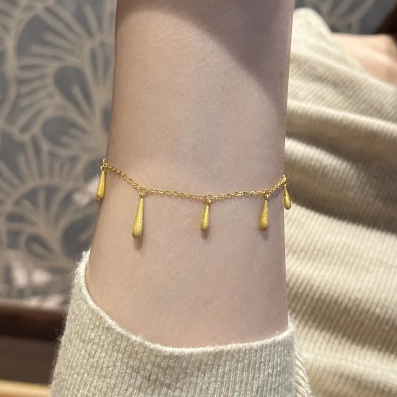 سوار قطرة الماء المصقول بالذهب العتيق من العصور الوسطى للنساء، مجوهرات راقية فاخرة وخفيفة الوزن