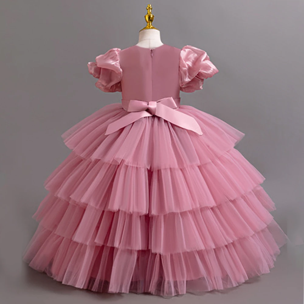 فساتين أنيقة لحفلات وصيفة العروس للفتيات من التل الرسمي لحفلات الزفاف وحفلات التخرج المسائية وحفلات أعياد ميلاد الأطفال فستان الأميرة