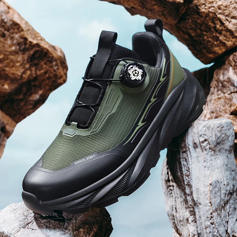Men Hiking Sneakers Brand High Quality Trekking Climbing Shoes Male Rotating Button Luxury Designer Outdoor Sneakers