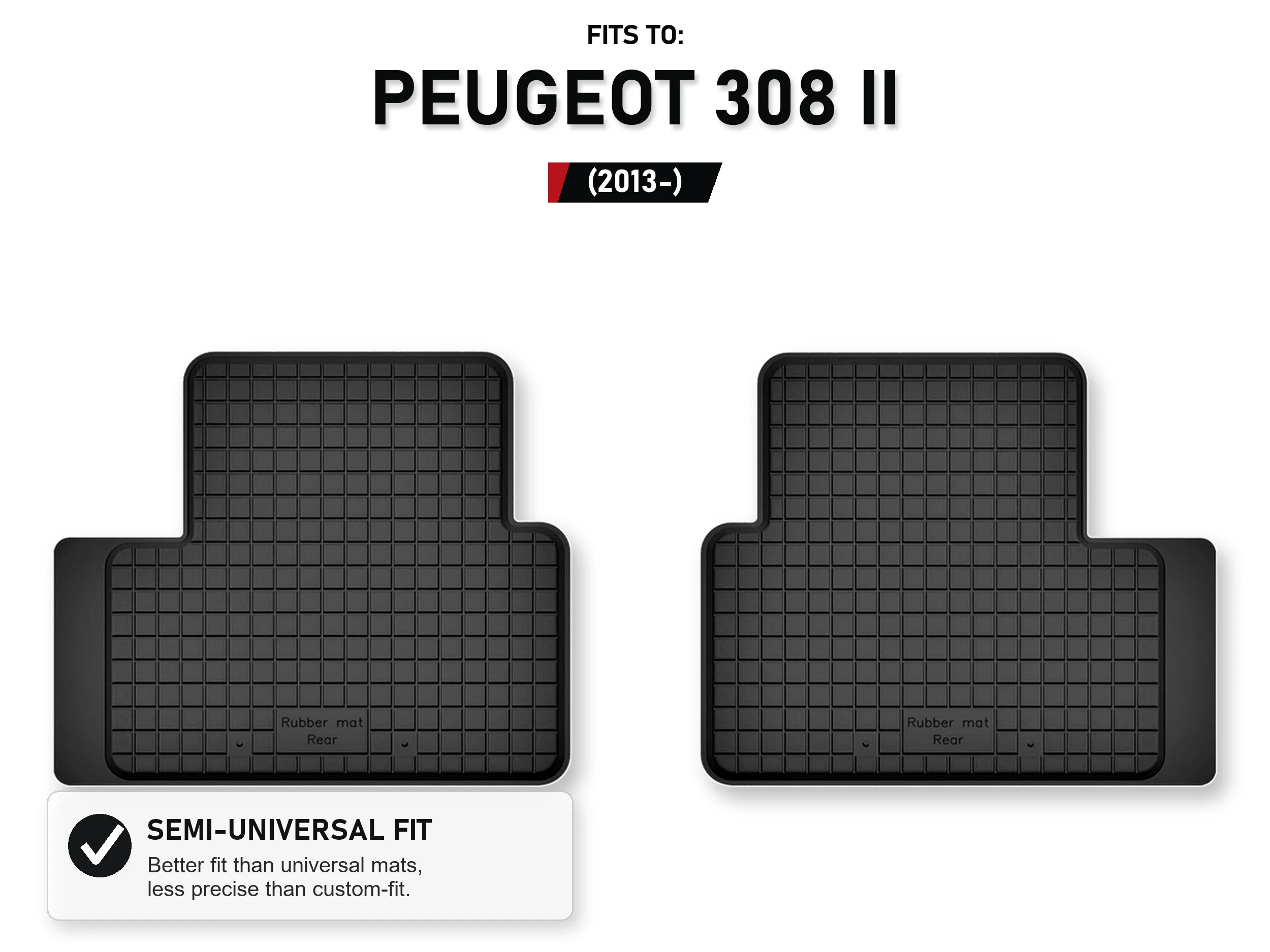 Achtermatten rubberen bak voor: Peugeot 308 Ii 2013-, 2 stuks