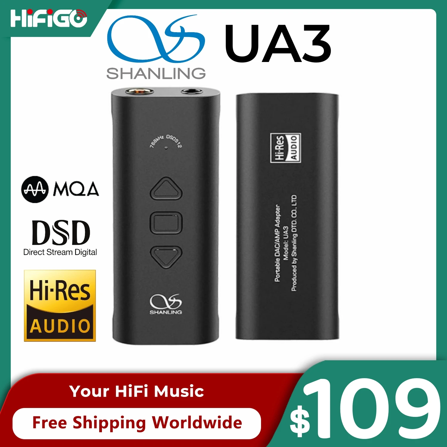 شانلينغ UA3 مرحبا الدقة المحمولة USB DAC سماعة مكبر للصوت أمبير نوع-C إلى 3.5 مللي متر 4.4 مللي متر محول الصوت ويندوز ، أندرويد ، ماك ، iOS