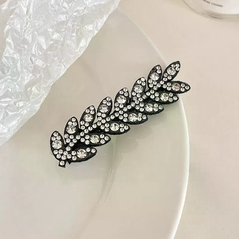 إكسسوار شعر أنيق، مشبك شعر متألق، دبوس شعر عصري لامع من حجر الراين، مشبك شعر على شكل قمح