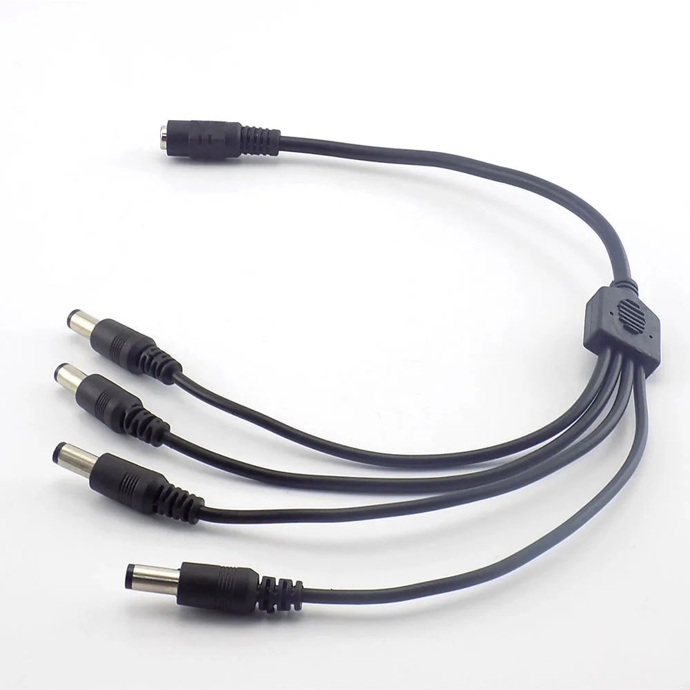 2.1*5.5Mm 1 Female To 4 Male Splitter Plug Cable Surveillance Dc Power Supply 12V For Cctv Video Camera