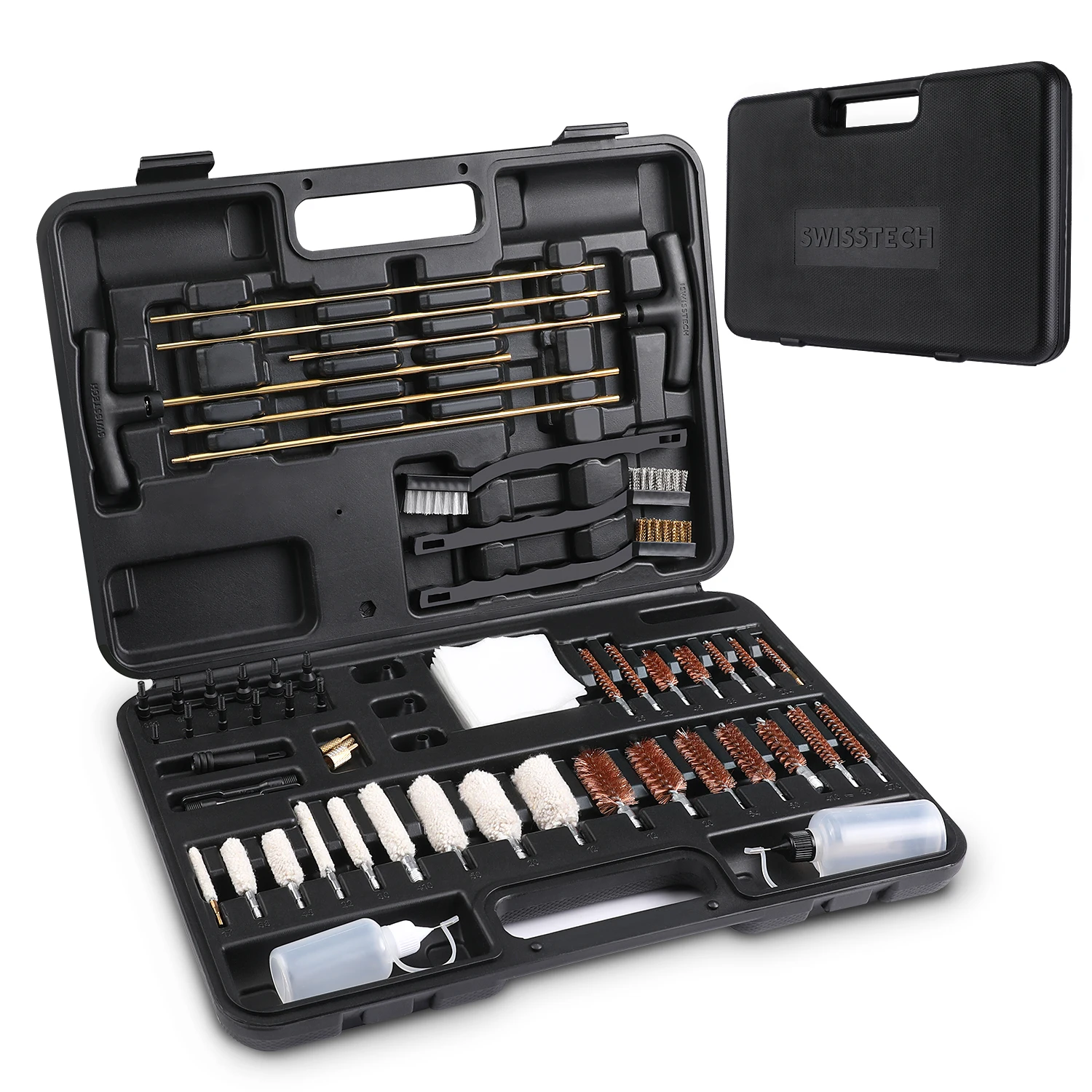 SWISS+TECH 54PCS Gun Cleaning Kit for Universal Tactical Gun Handgun Rifle Gun Brush Tool for 22/38/40/45 Caliber Accessories