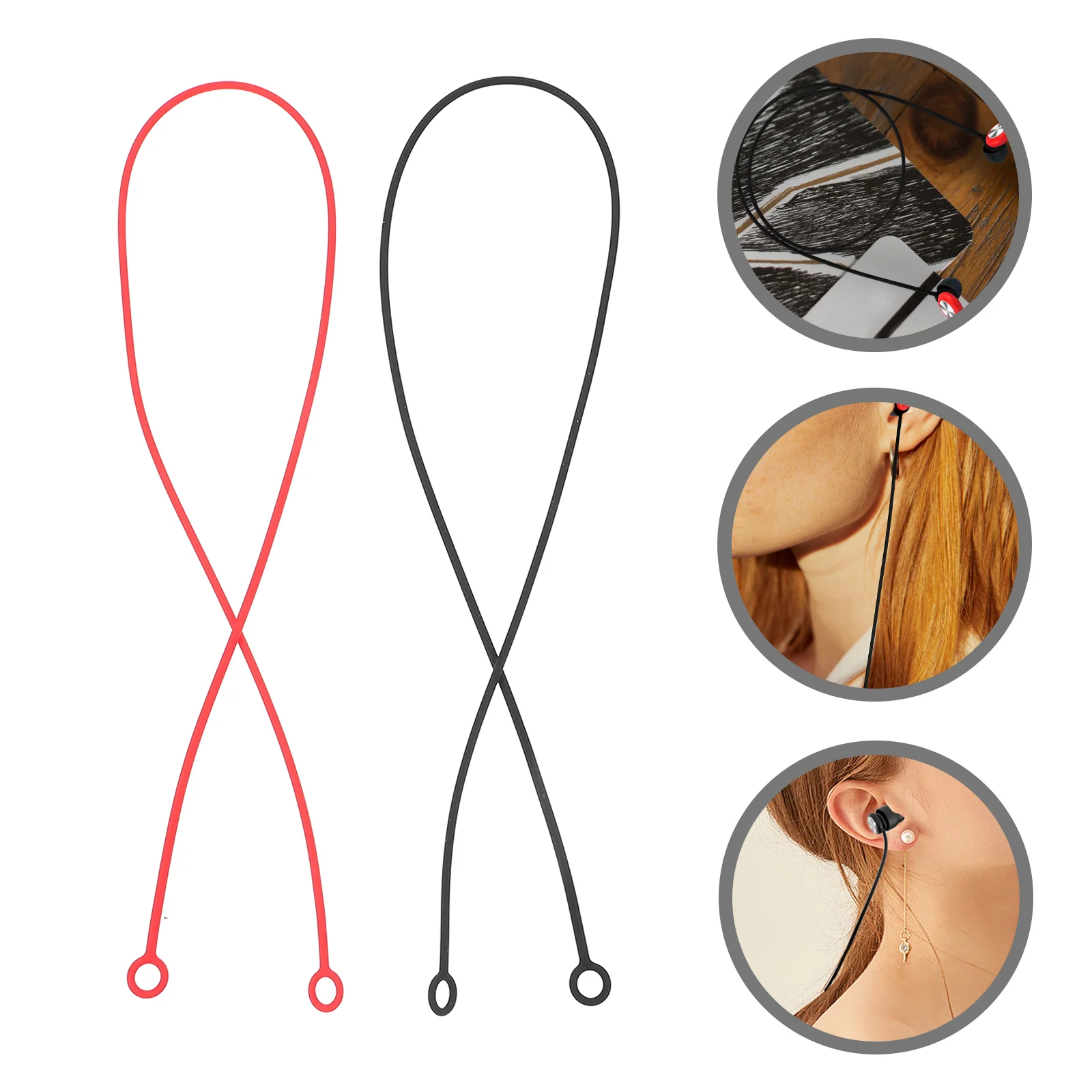 2-teiliges Silikon-Ohrstöpsel-Lanyard, Sicherheitsverbinder, Riemen, Verbindungskabel, Kopfhörer, Anti-Verlust-Halsseil, Ohrhörer-Stecker, Halter zum Aufhängen