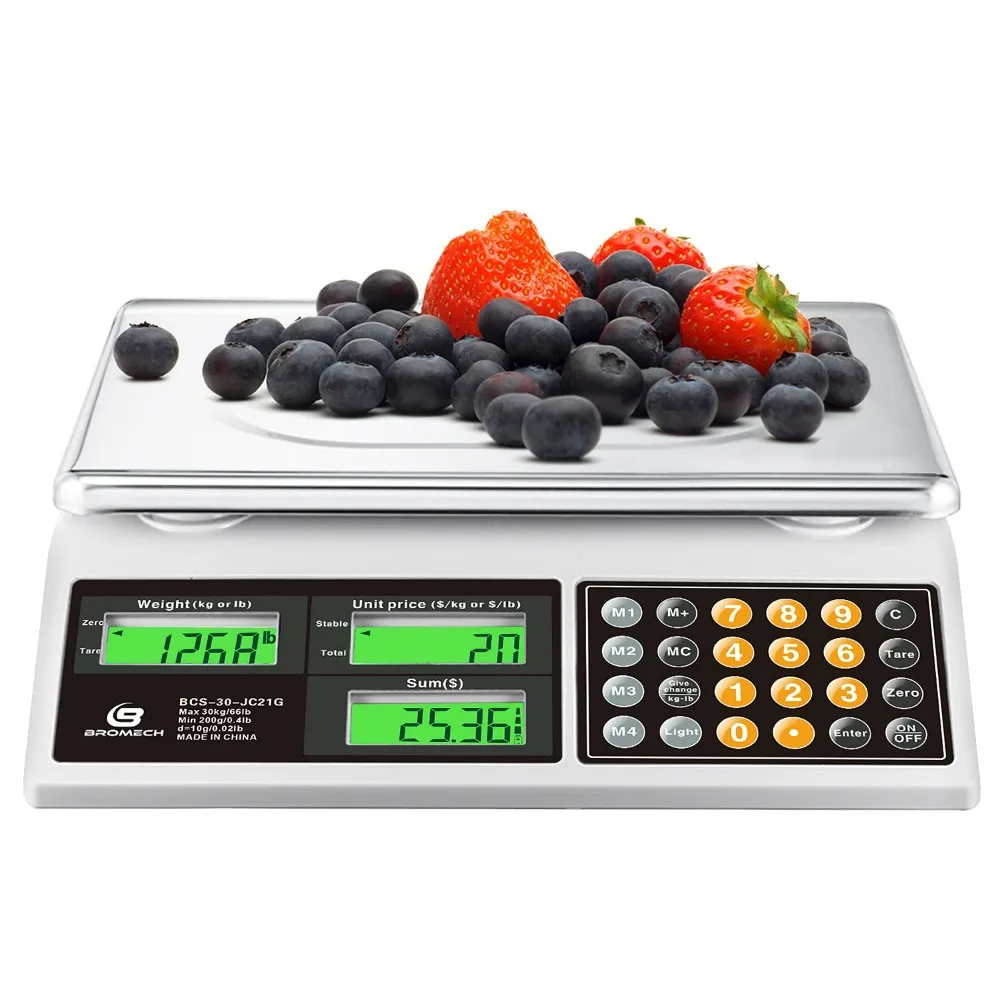 

Price Computing Scale, 66lb Digital Commercial Food Meat Produce Weighing Scale with Green Backlight LCD