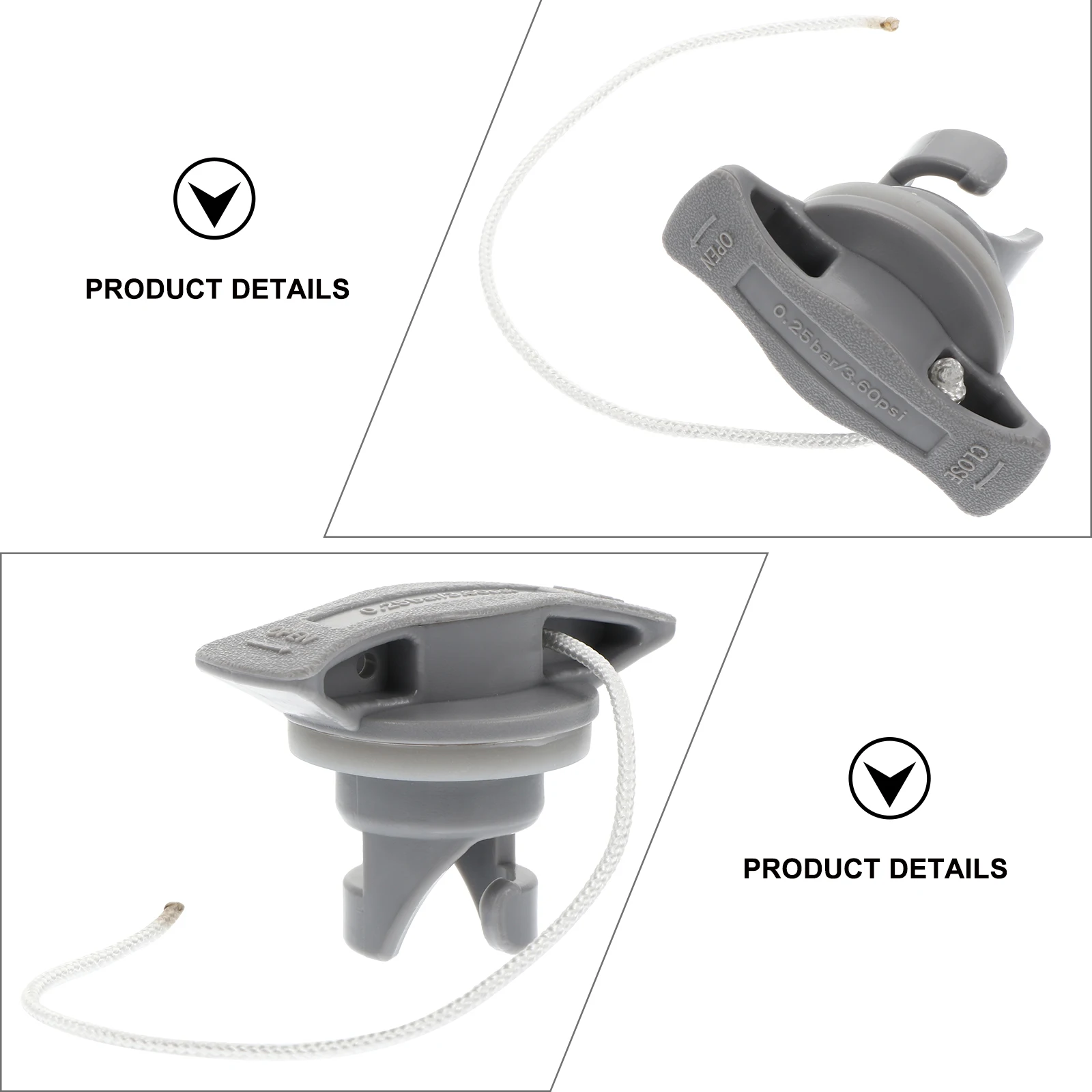 

4 Pcs Air Valve Cover Inflatable Boat Kayak Cap Caps for Inflatables Grey Valves Man