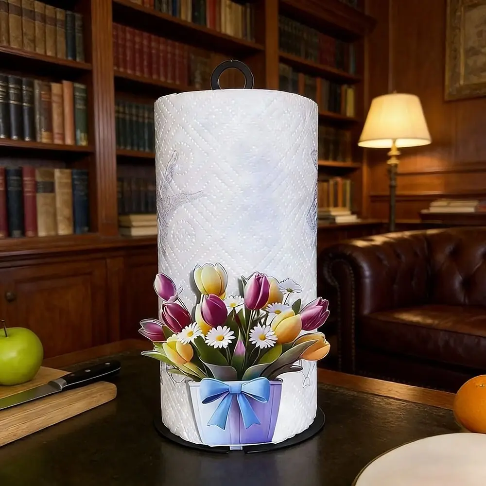 

Прочный железный напольный держатель для салфеток с милым клубничным узором, вертикальная подставка для салфеток, декоративный держатель для салфеток в форме тюльпана для ванной комнаты