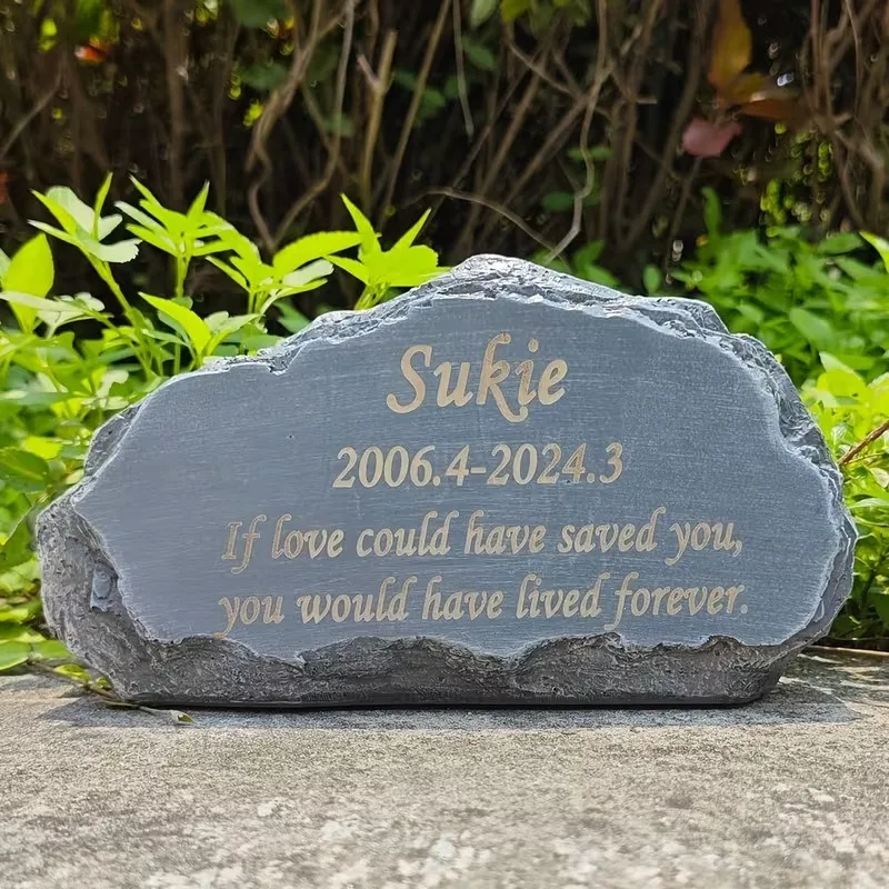 

Pet commemorative plaque, lettering cat and dog tombstone, resin pet monument
