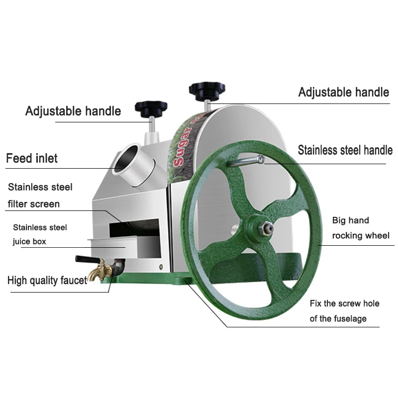 50kg/H Manual Sugarcane Juice Machine Sugar Cane Juicer Machine Stainless Steel Cane-juice Squeezer