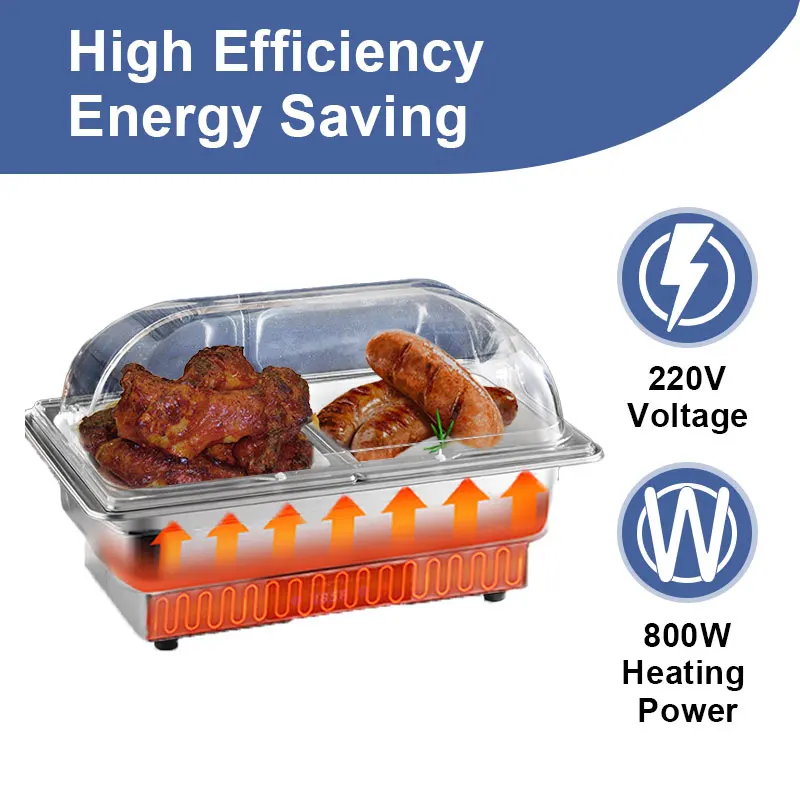 Food grade Stainless Steel Electric Chafing Dish Electric Buffet Food Warmer With PC Lid Catering Equipment For Hotel