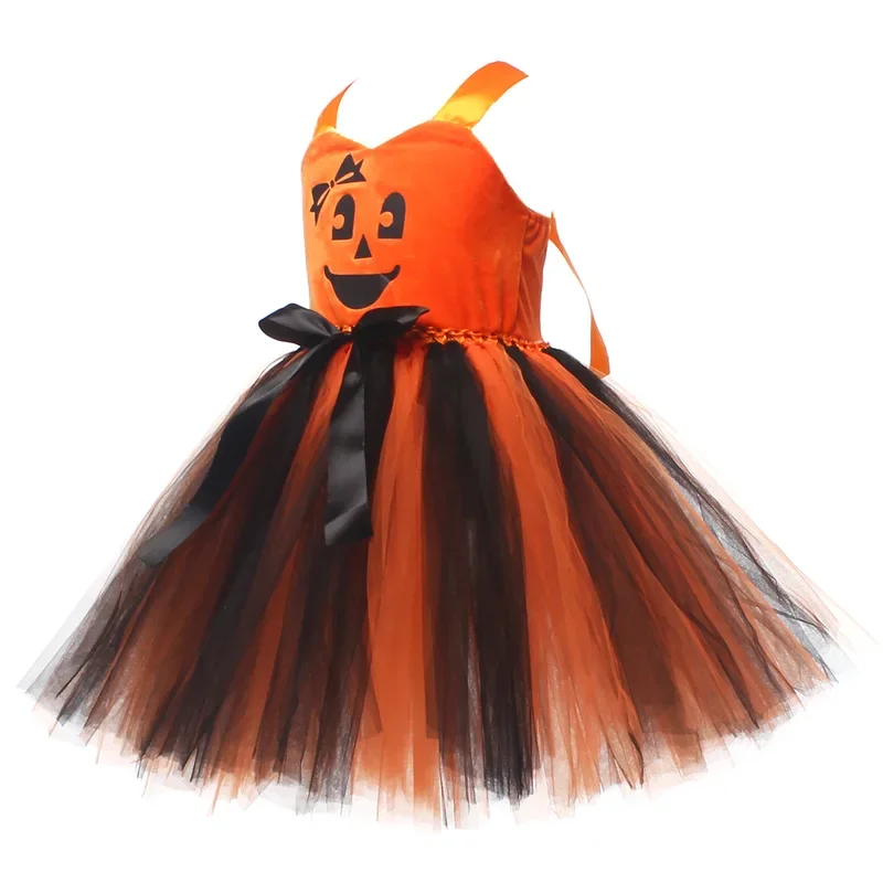 RT01 disfraz de bruja Cosplay de Halloween para niñas, Vestidos de carnaval de calabaza naranja, vestido elegante de bruja infantil, conjunto de ropa, sombrero * JK2