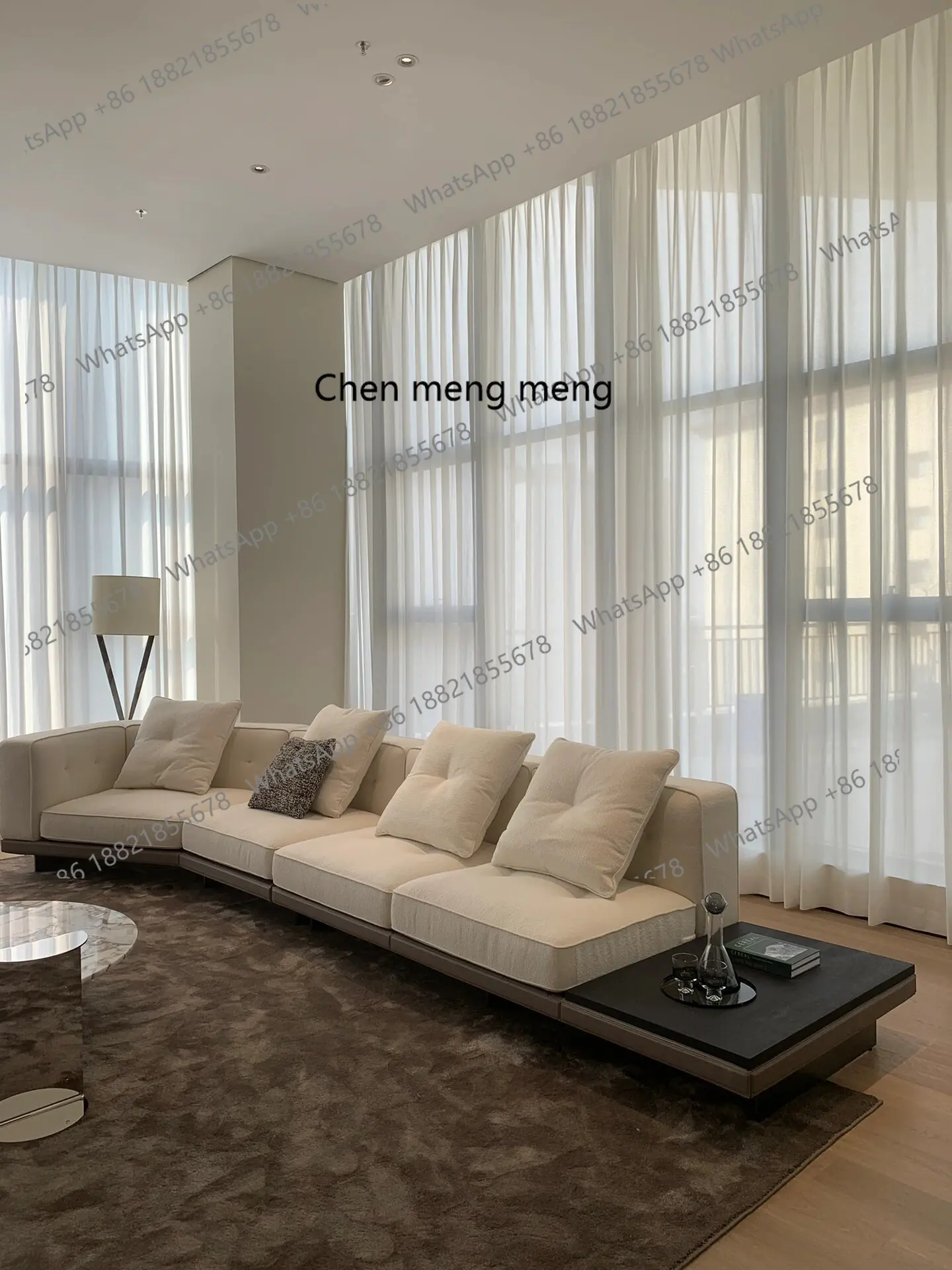 

Sofa high-grade cotton and linen fabric combination corner large flat-layer special-shaped minimalist sofa, princess sofa