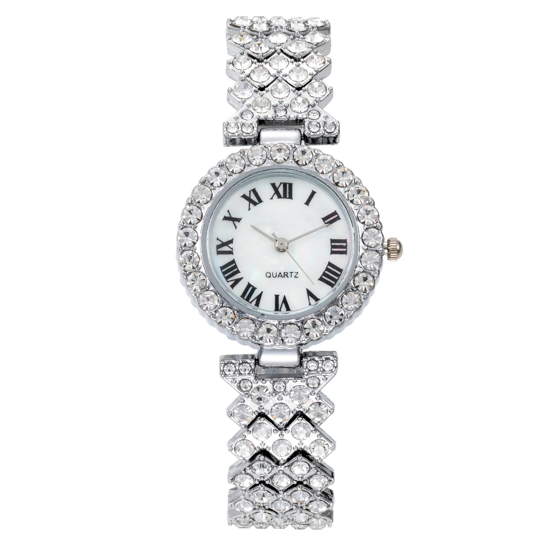 luxury full rhinestone blingbling women bracelet quartz steel watch