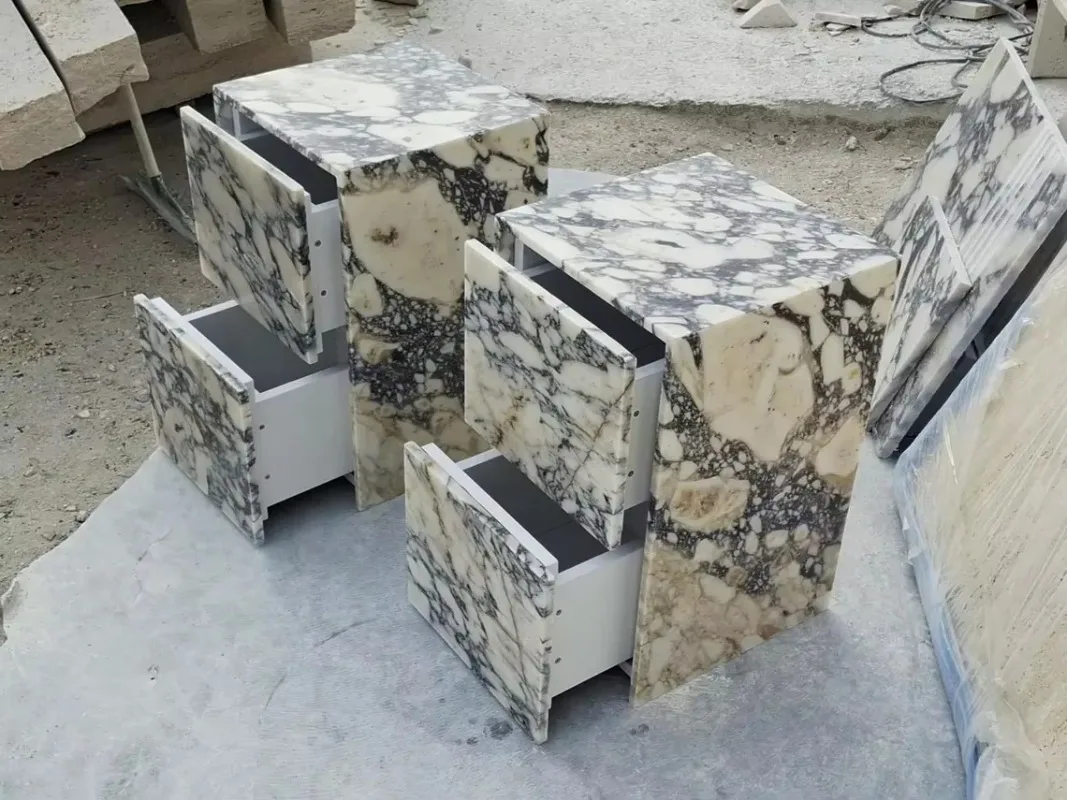 Natural Stone Modern Luxury Bedside Modern Calacatta Viola White Marble Side Table