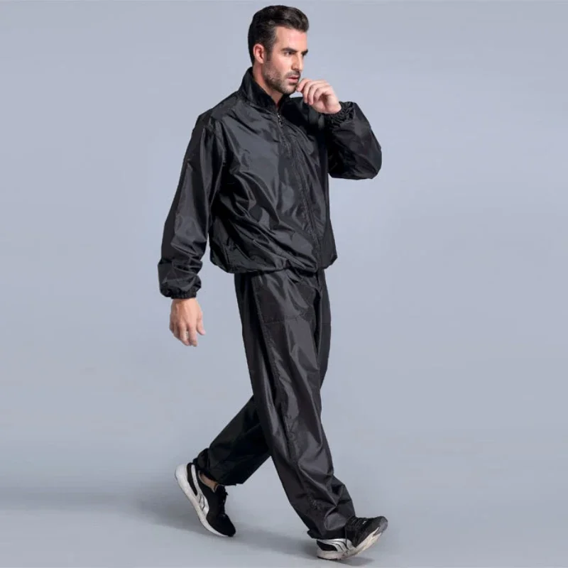 

High Quality Sweating Suits for Workouts Sauna Suit Men PVC Sport Tops+Pants Set Sweat Quick Lose Weight Fitness Running Jogging