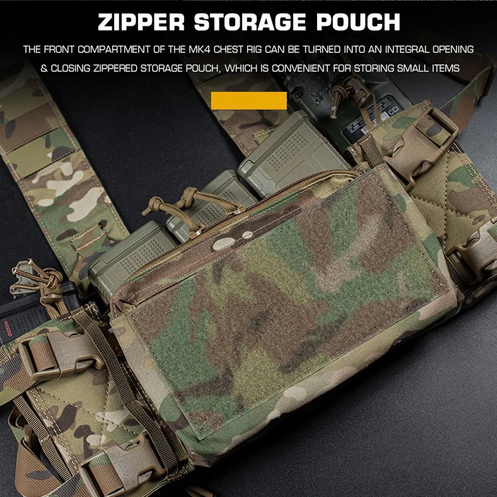 Tactical Chest Rig Zipper Cover Insert per MK3 MK4 Chest Rig Micro Fight Chassis Pocket Militar Hunting Vest extension Gear