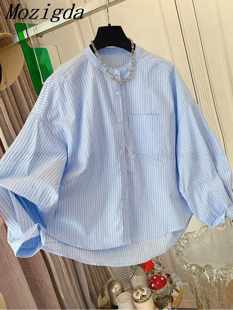 

Autumn Fashion Women's Shirt New Round Neck Stripe Long Sleeves Shirts Casual Versatile Loose Ladies Tops