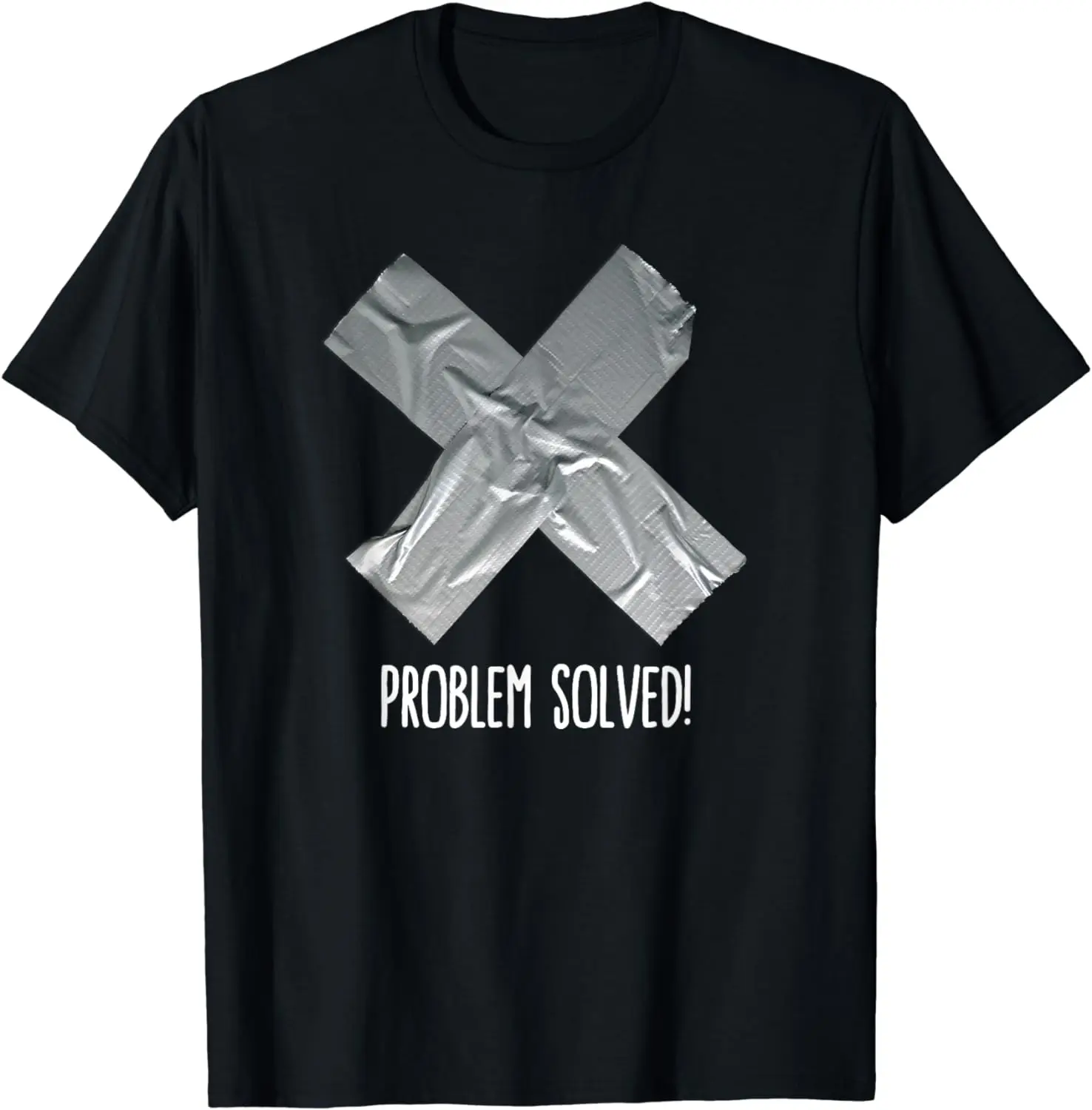 

Funny Problem Solved Duct Tape Fix It T-Shirt for Men Women Teens Oversized T Shirt Cotton Streetwear Mens T Shirts