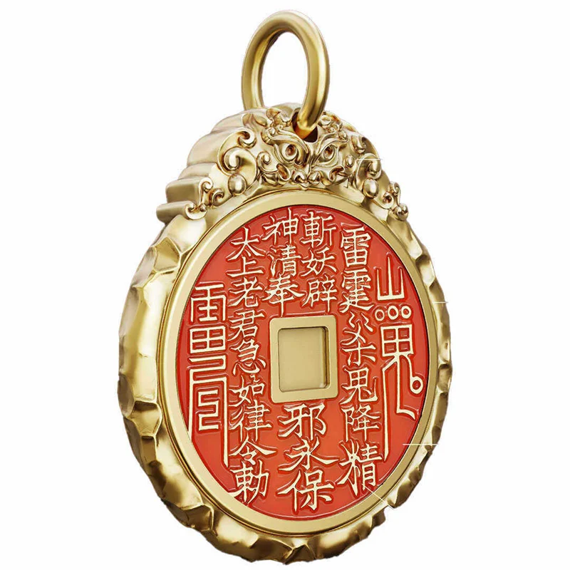 Lucky Devouring Gold Beast Pendant For Men Jewelry Blessing Ward Off Evil Safety Buckle Necklace Taoism Amulet Accessories
