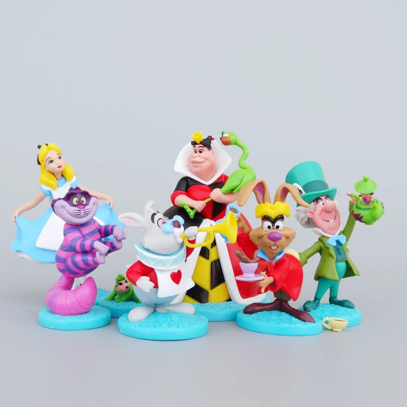Figuras de acción del Gato de Cheshire y Conejo Blanco de Alicia en el País de las Maravillas, decoración para pasteles y escritorios, modelo coleccionable, juguetes para regalo de Navidad.