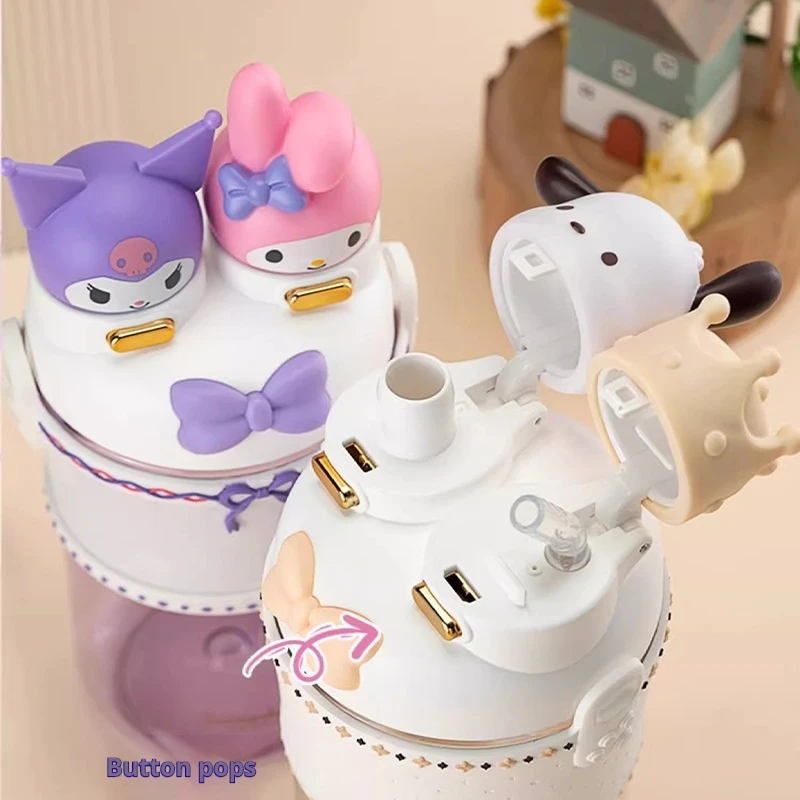 700ml Sanrio Water Cup Kuromi Pochacco Straw Cup Lolita Summer Plastic Heat-resistant Portable Tritan Space Cup Holiday Gifts