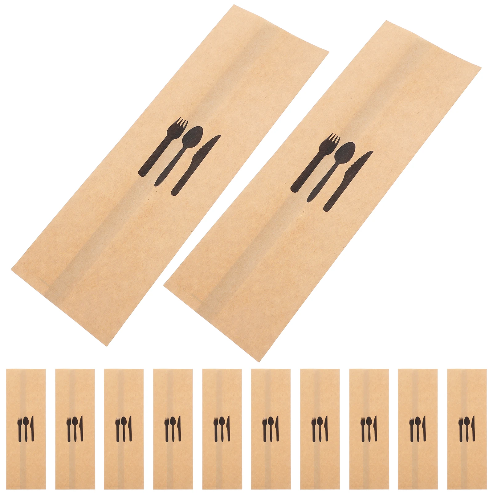 

100pcs Kraft Paper Cutlery Holder Disposable Silverware Bag Party Wedding Hotel Banquet Dustproof Utensil Cover Table Decor