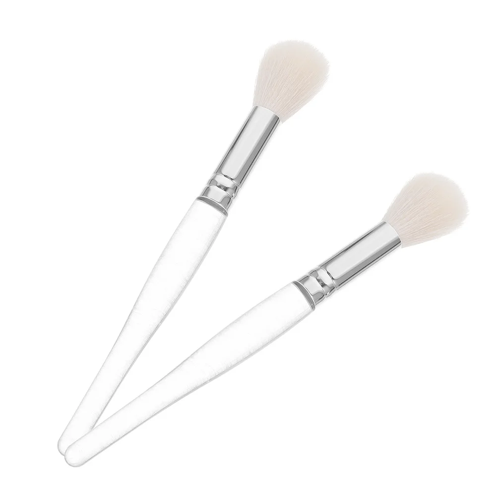 2Pcs Face Makeup Brush Set for Blush Highlighter Powder Foundation Use Smooth Application Lightweight Compact Design for Women