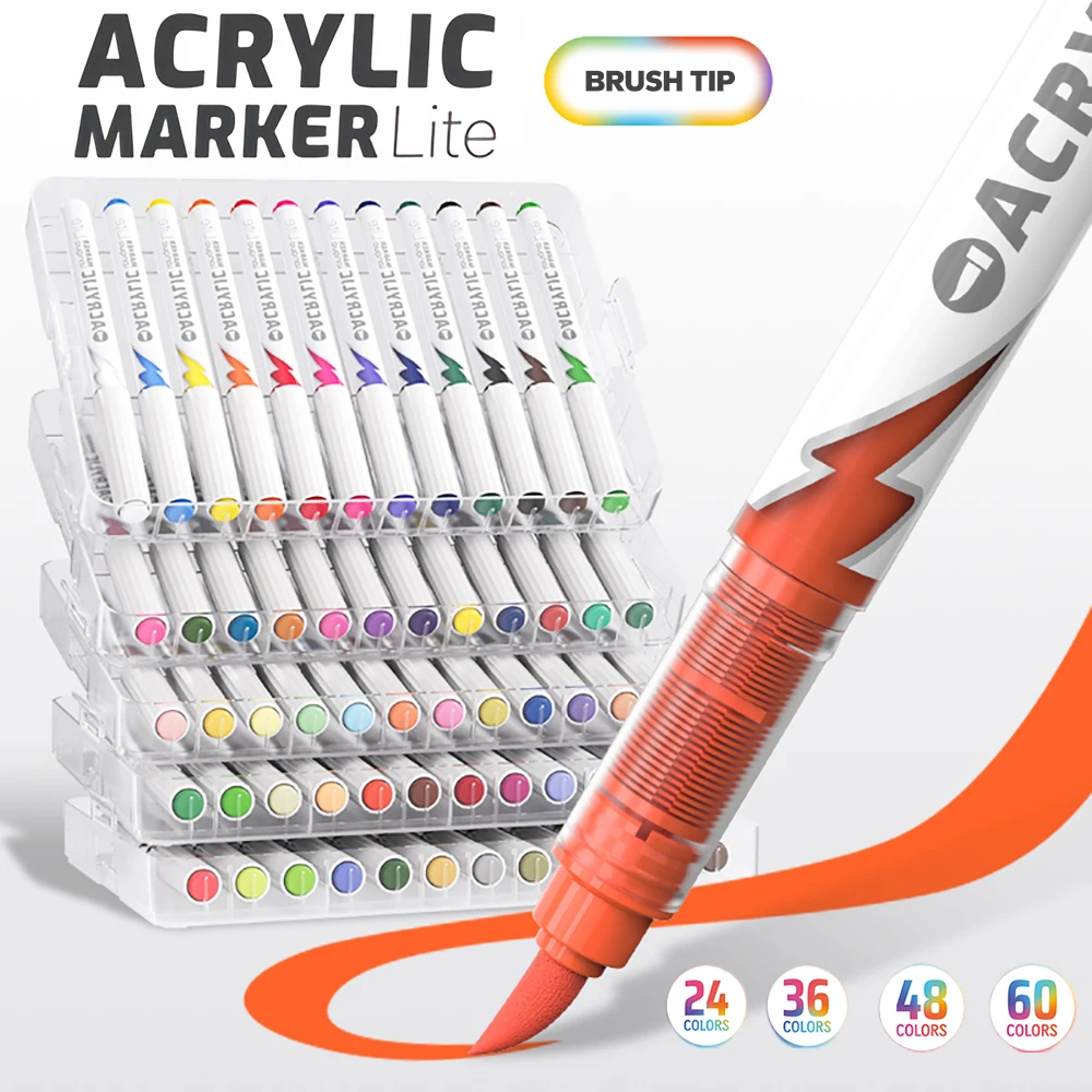 

Acrylic Markers Set,Brush Tip Acrylic Painter Marker for Coloring Glass Ceramic Canvas Stone DIY Crafts Making Art Supplies