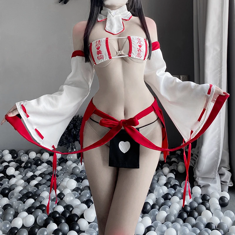 Japanese Anime Cosplay Costumes Super Sexy Kimono Bra Strap Panties Erotic Wizard Role Play Halloween Outfit For Women