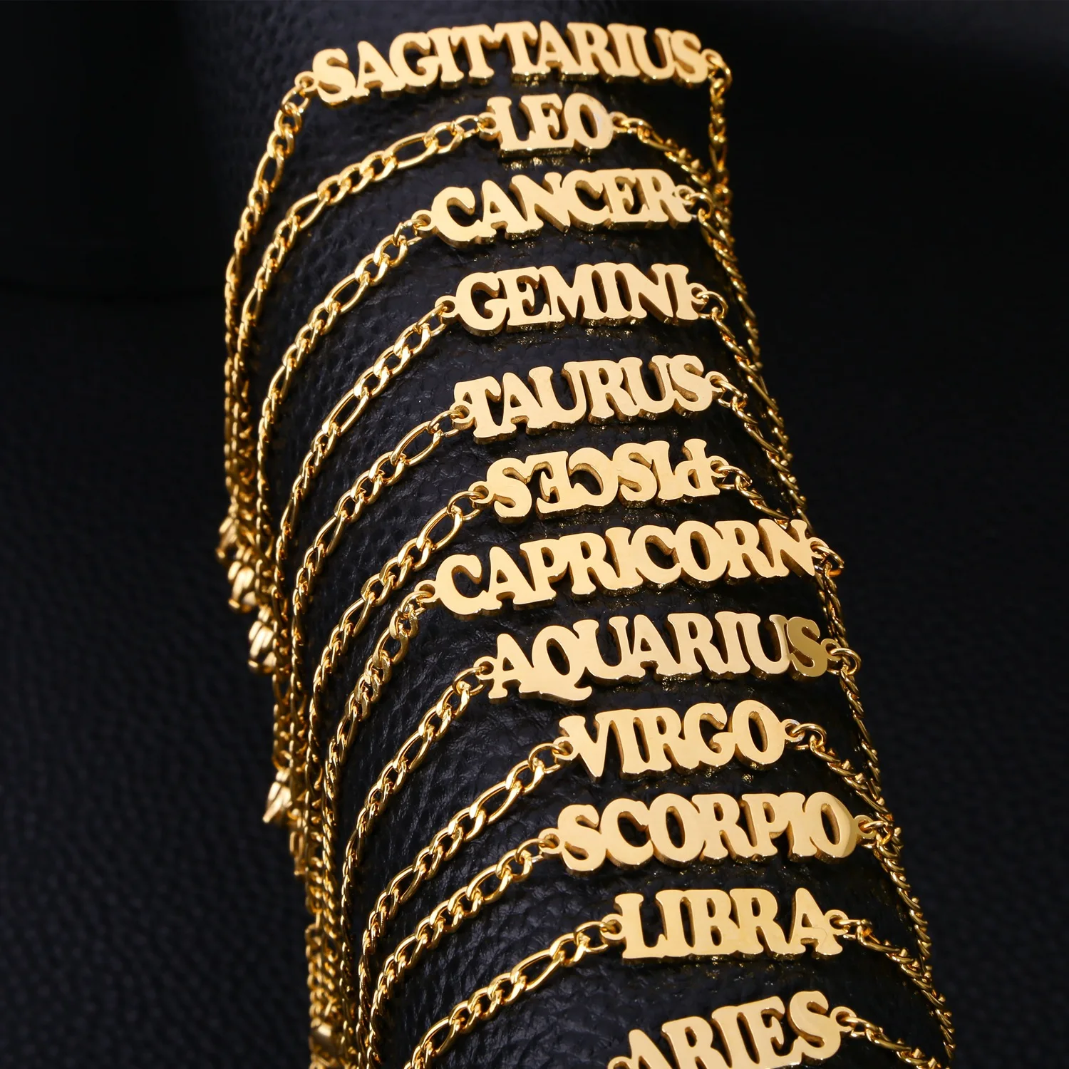 

12 Zodiac Constellation Charm Bracelets for Women & Men, Gold-Plated Stainless Steel, Birthday Jewelry Gift, Wholesale Bulk