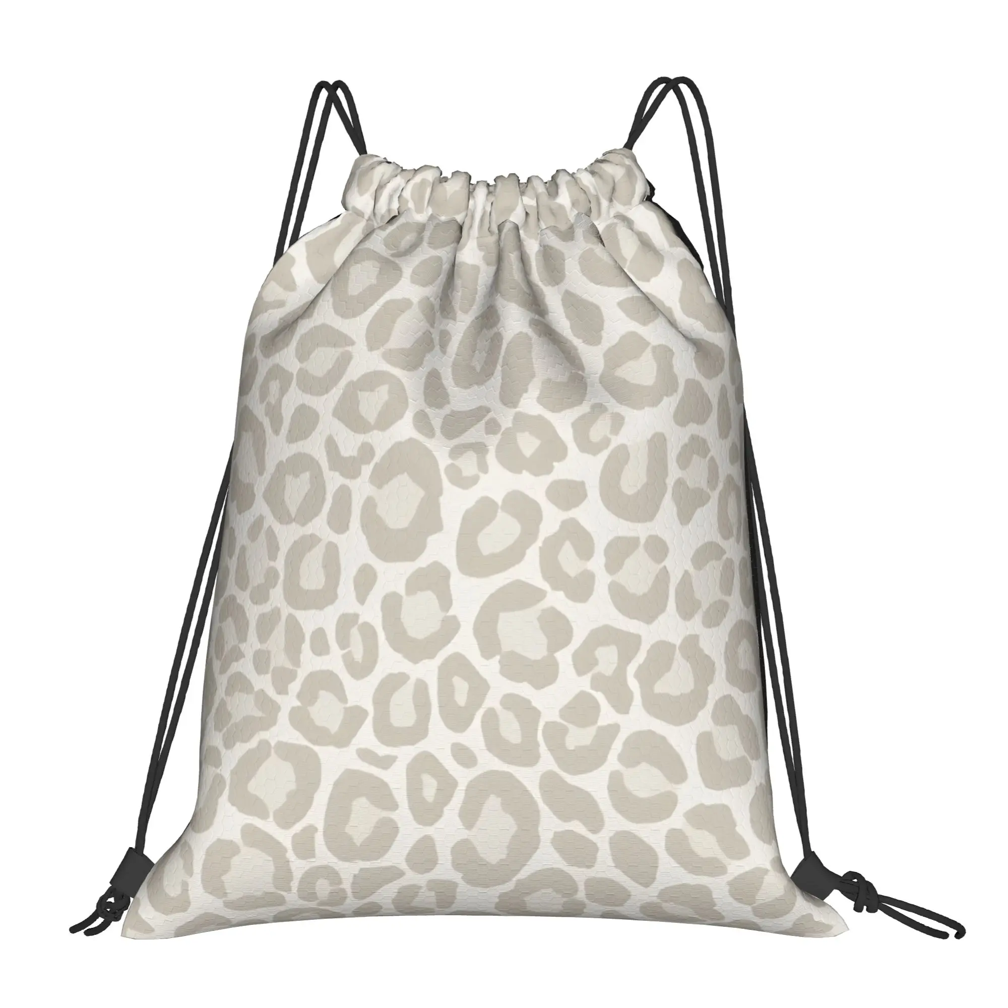 Cream And Beige Palette Leopard Print Multi-function Men Women Storage Backpack Teenager Travel Bag Print Drawstring Bags