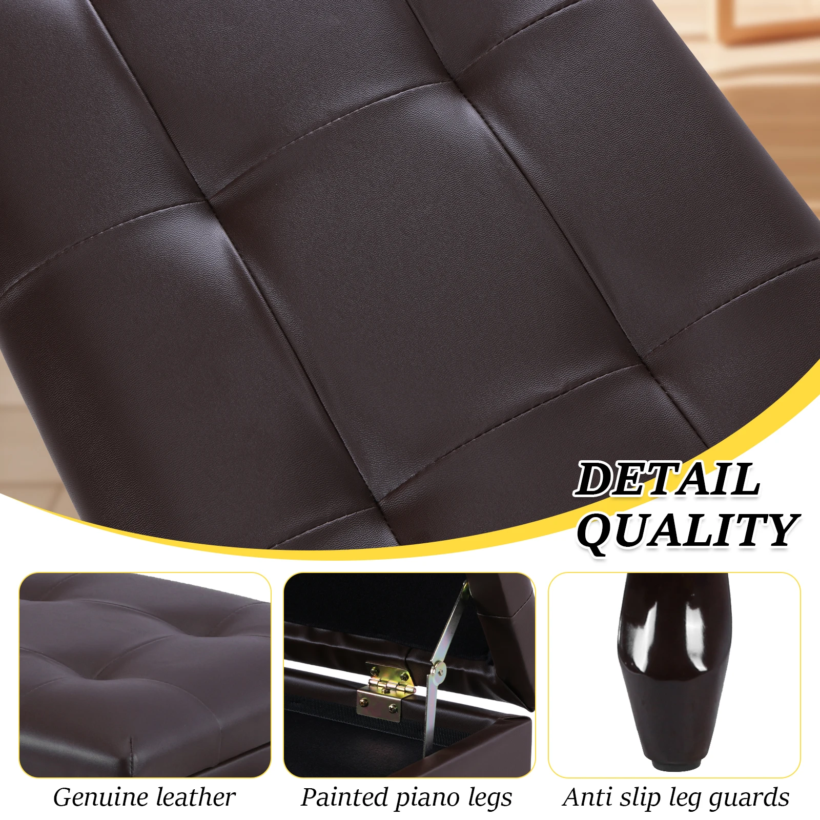 

Adjustable Height Piano Stool with Bookcase Heavy Duty Wooden Piano Stool Multi-Purpose Gift for Music Lover