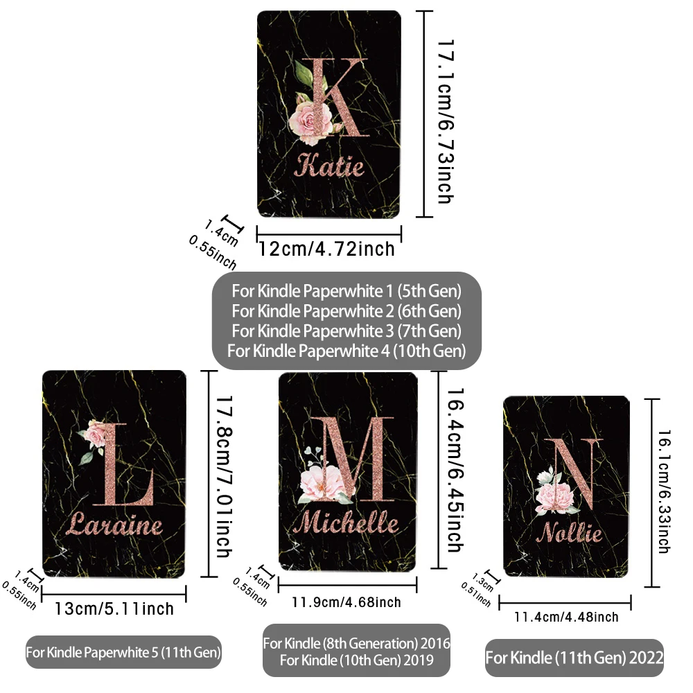 Customized Name Case For Amazon Kindle Paperwhite 1/2/3/4/5 /Kindle 8th Gen/Kindle 10th Gen/Kindle 11th Gen Fold Cover Case