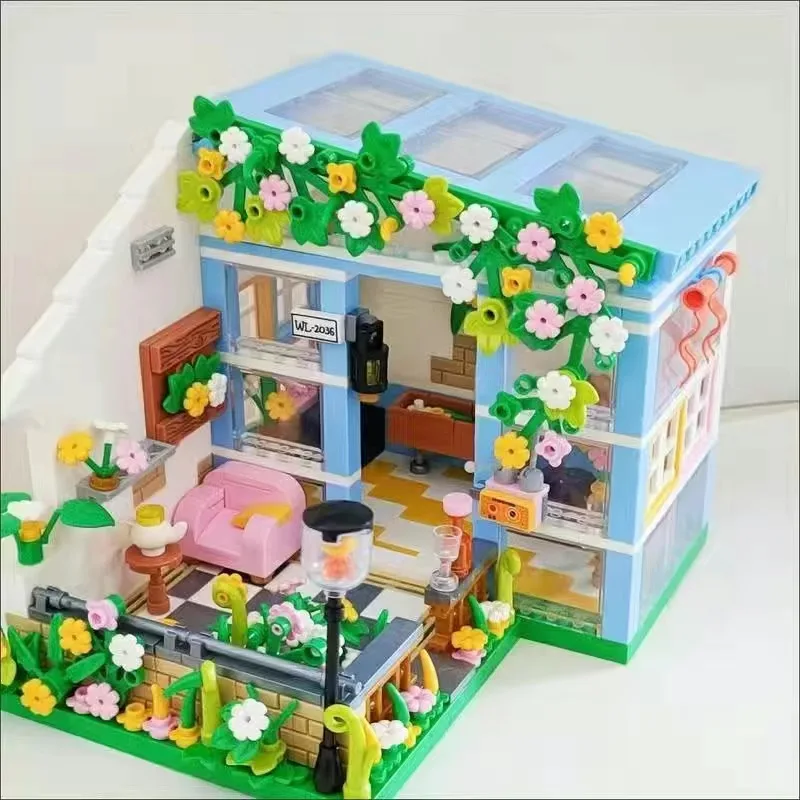 Mooie Bloem Huis Sprookje Stad Bouwstenen DIY Educatief Speelgoed Brinquedos Bricks Geschenken Nieuwjaar Meisje Aanwezig YZ