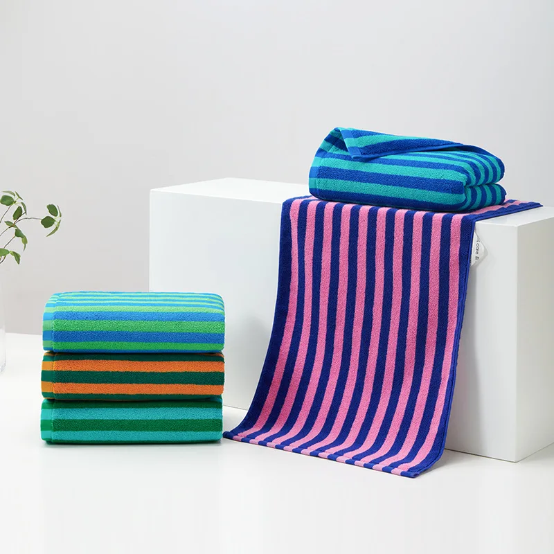 1pcs Striped Outdoor Vacation Swimming Absorbent Beach Towel Adult Bathroom Shower Towel Large Bath Towel