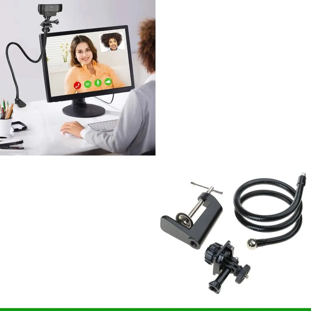 Soporte para cámara web U55C, soporte para teléfono 15 cuello cisne ajustable, abrazadera escritorio para cámara web