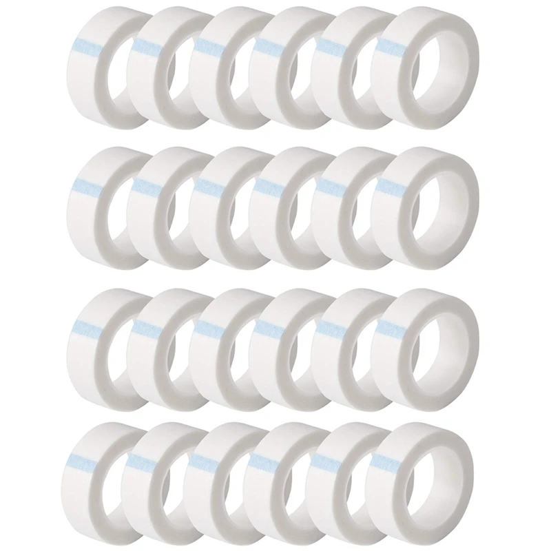 Fitas de tecido adesivo, tecido não tecido, suprimento de extensão de cílios brancos, 9 m, 10 jarda, 24 rolos