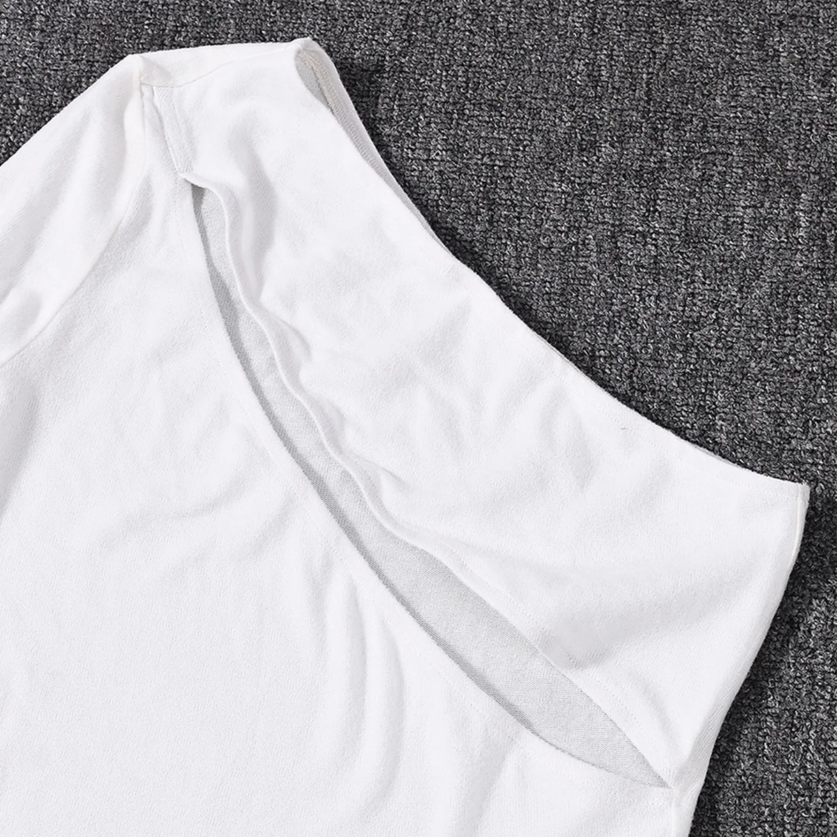 Sukienka maxi z dzianiny z jednym ramieniem i wycięciem, damska, modna, dopasowana, z długim rękawem, typu bodycon, idealna na imprezę, wieczór i do noszenia na co dzień.