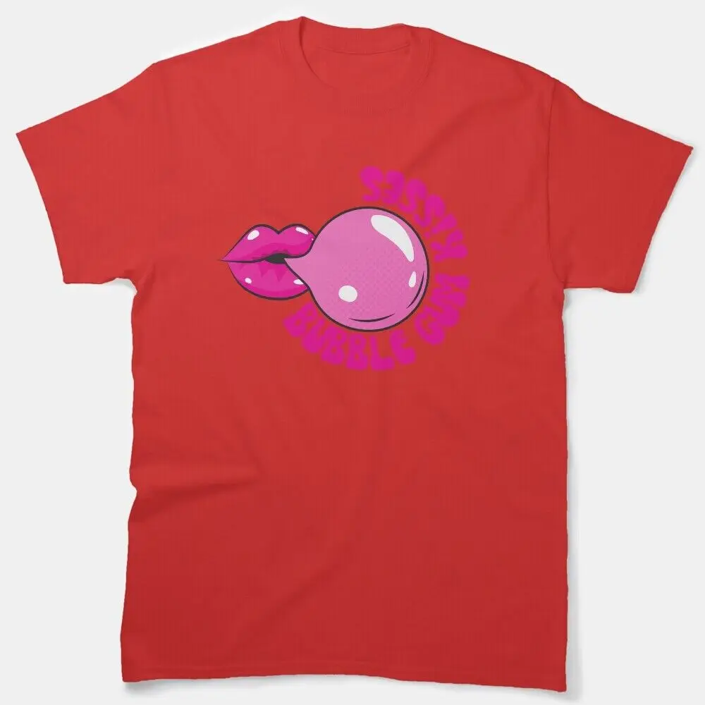 Bubble Gum Kisses (Pink Text) Classic    Unisex summer T-shirt Cotton fashion couple clothes