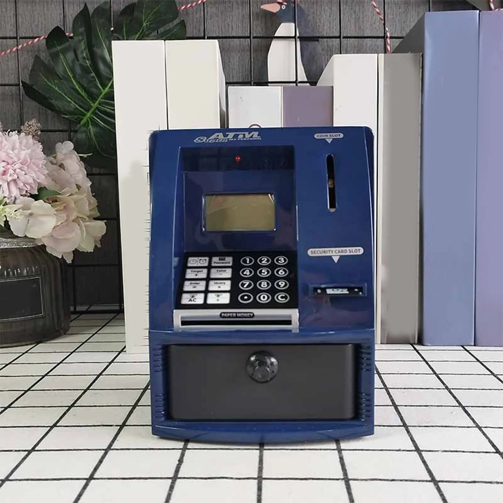 Children's Small Coin Operated Atm Voice Deposit Can Deposit Withdraw Money Cartoon Password Insertion Card Safe Deposit Box