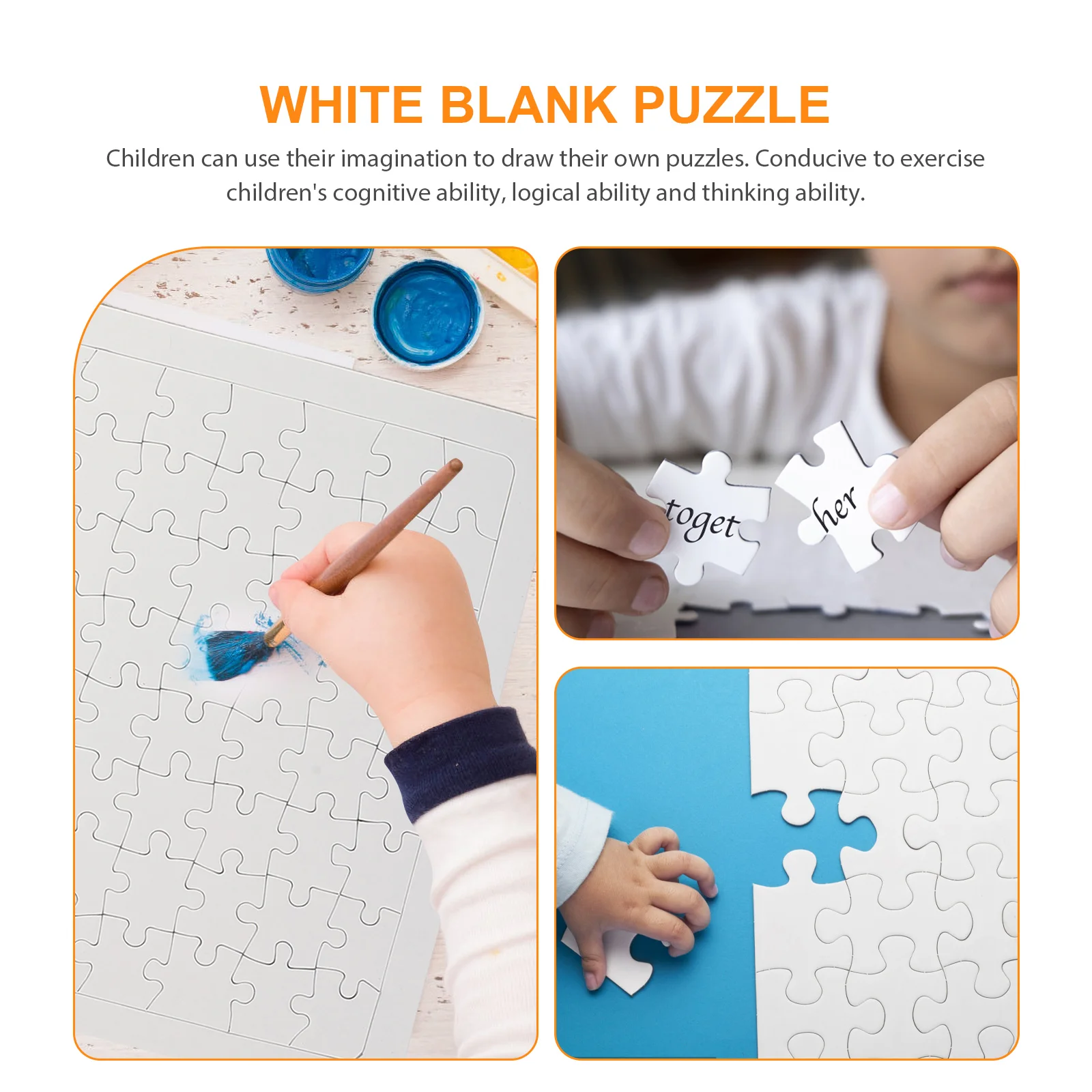 2 Sets Puzzles Blank Coloring Interesting Kids Funny Jigsaw Graffiti Painting Household White Accessory Child