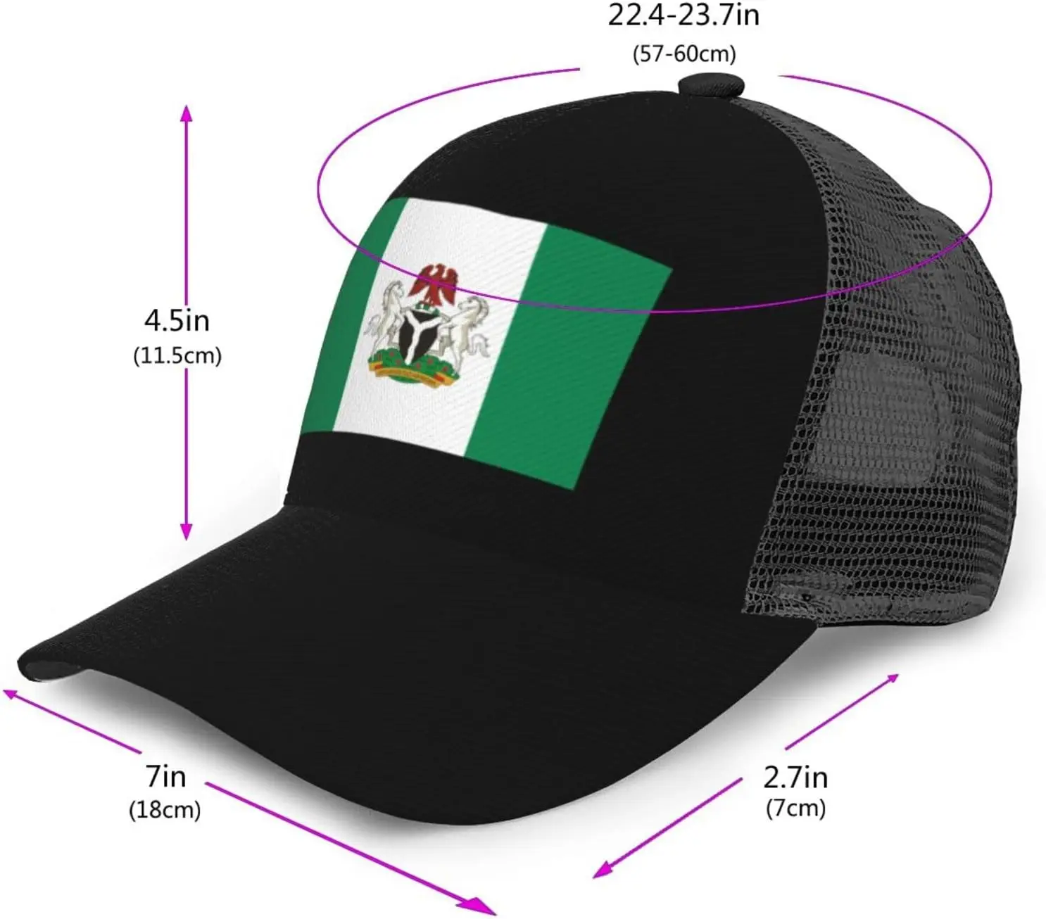 Flag of Nigeria Baseball Caps Unisex Adjustable Outdoor Breathable Mesh Baseball Hat