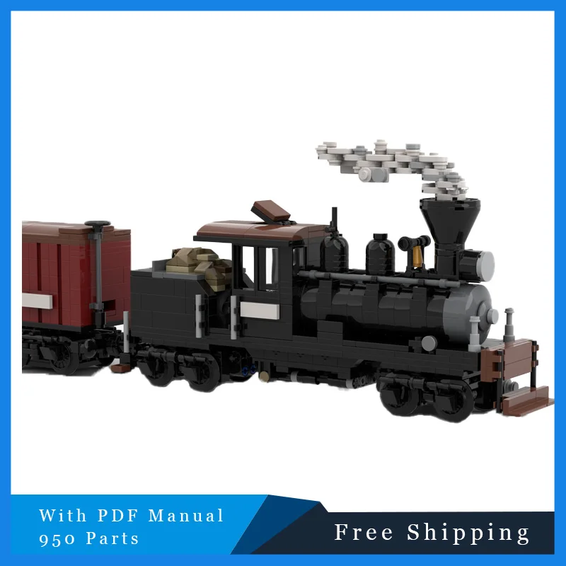 ชุดตัวต่อรถไฟสีดำสไตล์เรโทร 950 ชิ้น เทคโนโลยี MOC แบบประกอบเอง ของเล่นเสริมพัฒนาการเด็ก ของขวัญคริสต์มาส