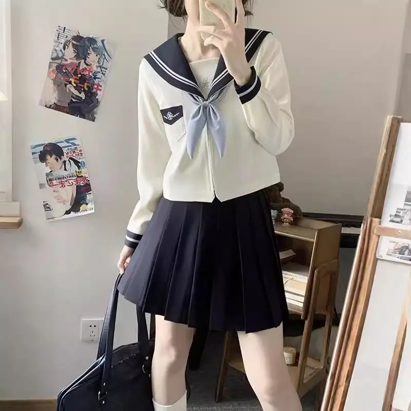 Japanischer koreanischer JK-Uniformanzug, College-Stil, Frühlings-Matrosenanzug, lange kurze Ärmel, drei Farben, optional, niedlicher Stil, Rollenspiel
