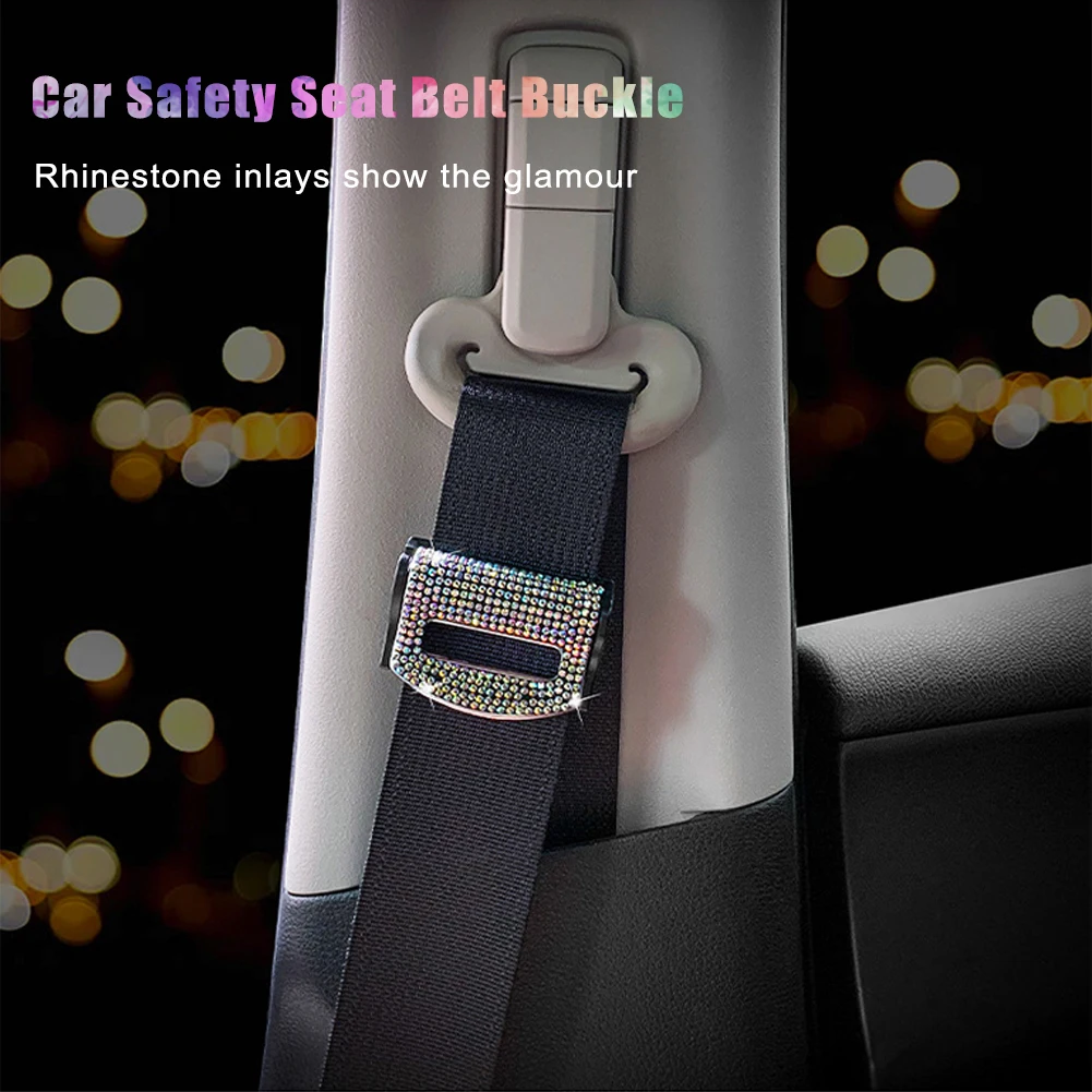 2PCS Universal Car Safety Seat Belt Buckle Clip Seat Belt Stopper Car Seat Belt Fixing Clips Bling Car Assessoires for Woman