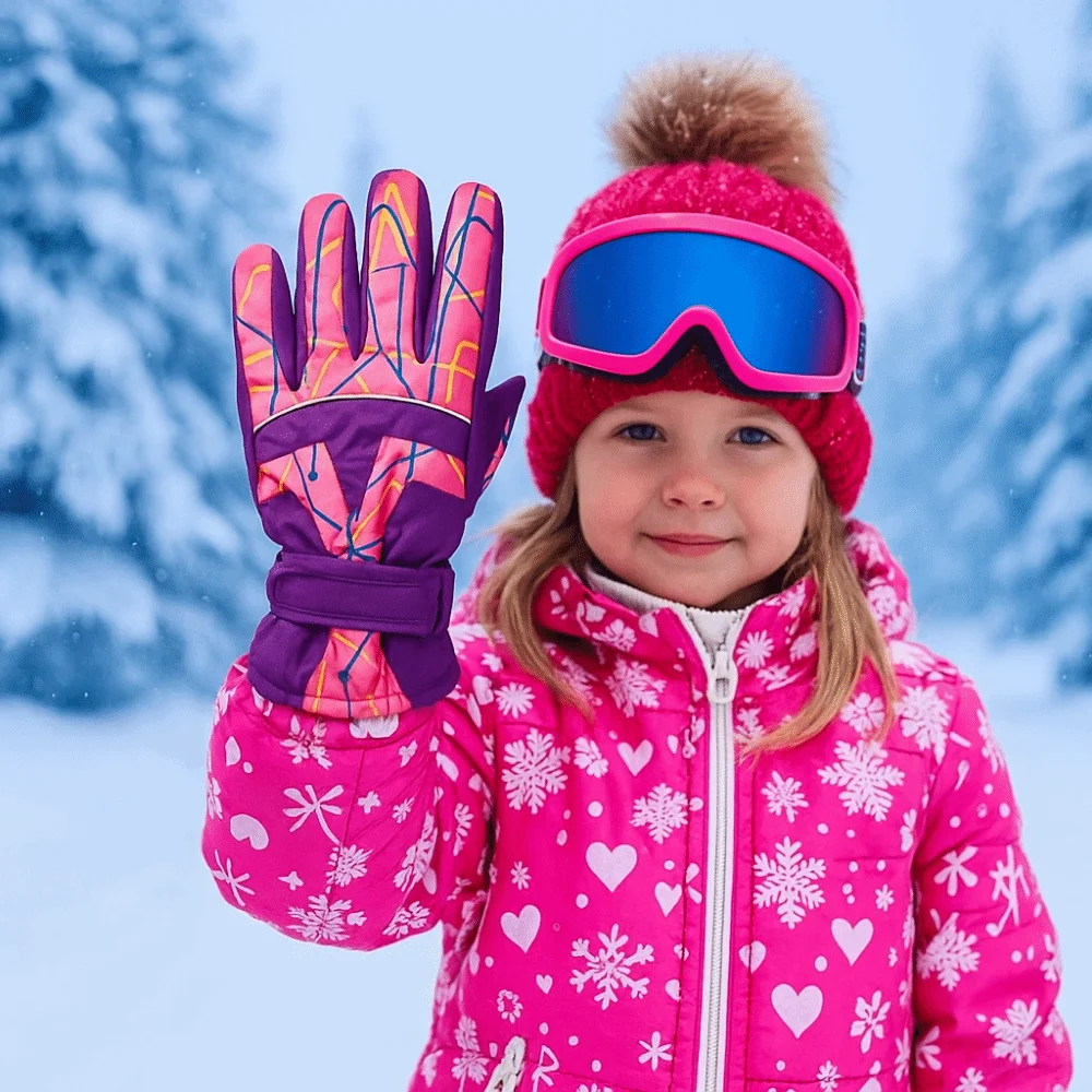

Waterproof Children Snow Mittens Thicken Windproof Kids Ski Gloves Adjustable Breathable Winter Snowboard Gloves Outdoor Sports
