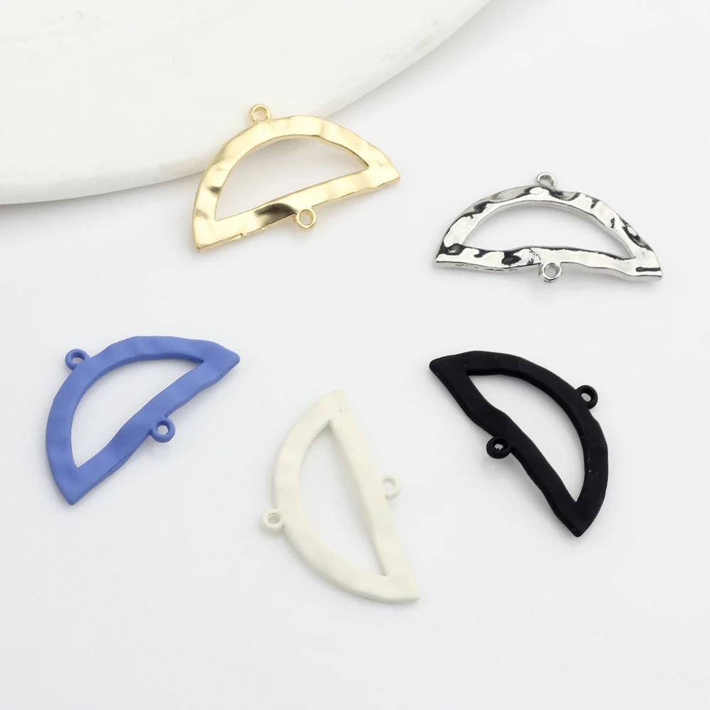 Zinc Alloy Metal  Color spray paint Hollow Fan-shaped Charms Connectors Linker 10pcs/lot For DIY Jewelry Making Acces