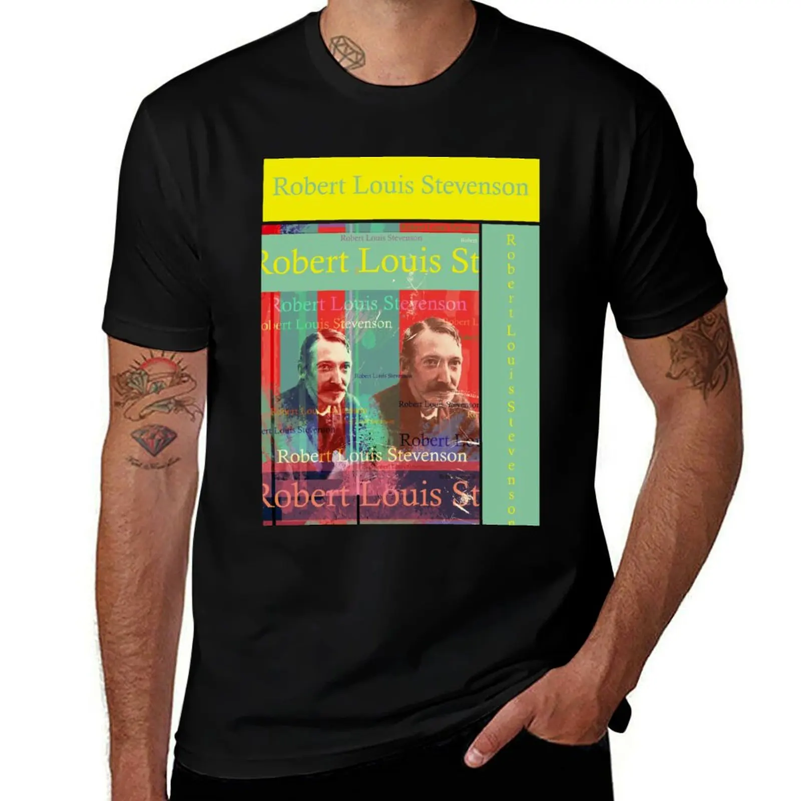 aesthetic, Robert Louis Stevenson portrait T-Shirt Fashion Simple Casual Tee Shirt T-Shirt