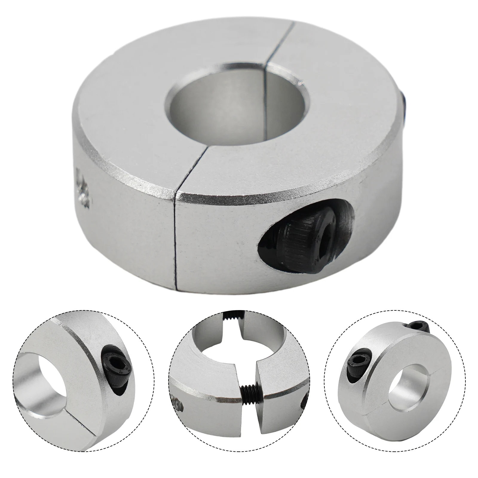 1Pc Aluminum Alloy Double Split Shaft Collar Clamp 13-30mm ID Stop Ring Two Piece Design With DIN 912 Screws For Manufacturing